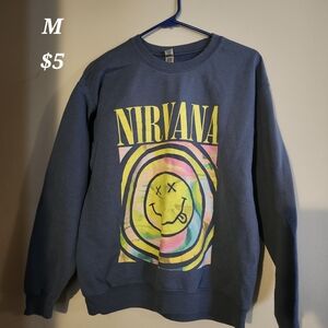 NIRVANA Blue and Yellow Crewneck Sweater